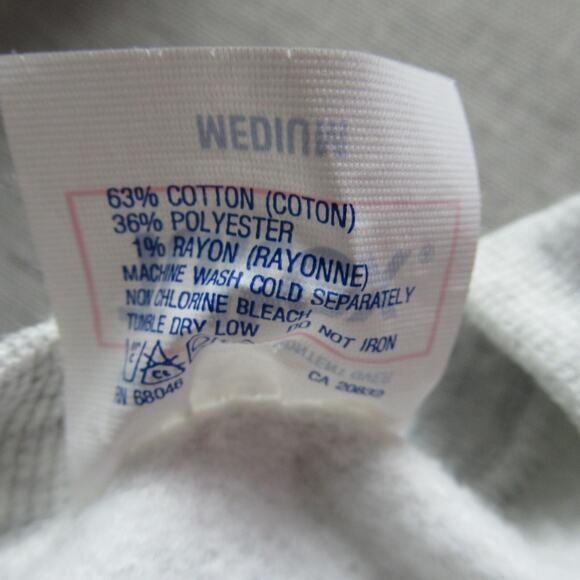 Vintage Tultex Sweatshirt Womens Medium Gray Faux Suede Rhinestone Graphic USA - Picture 8 of 9